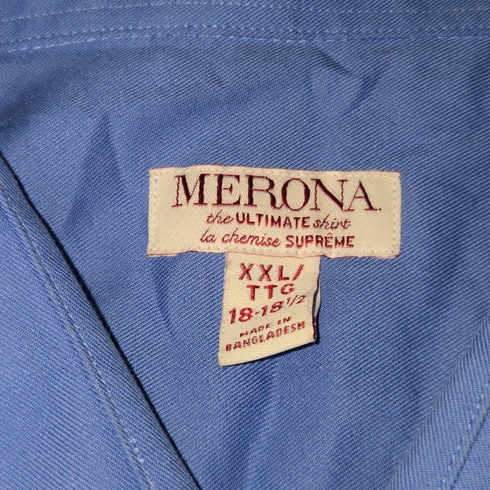 Merona "The Ultimate Shirt" Men's XXL Blue Long Sleeve Button Down 18-18 1/2 - Picture 9 of 16
